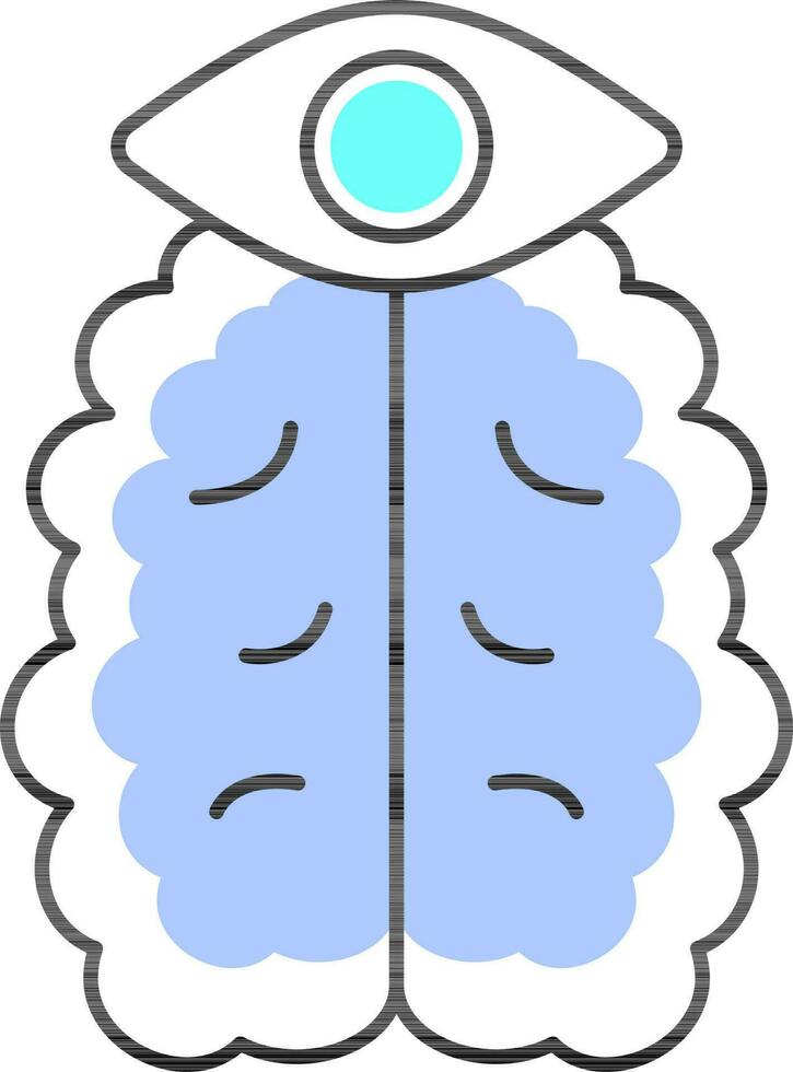 Flat Style Eye With Brain Blue Icon. vector