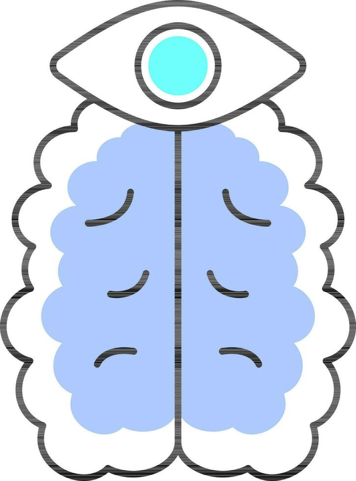 plano estilo ojo con cerebro azul icono. vector