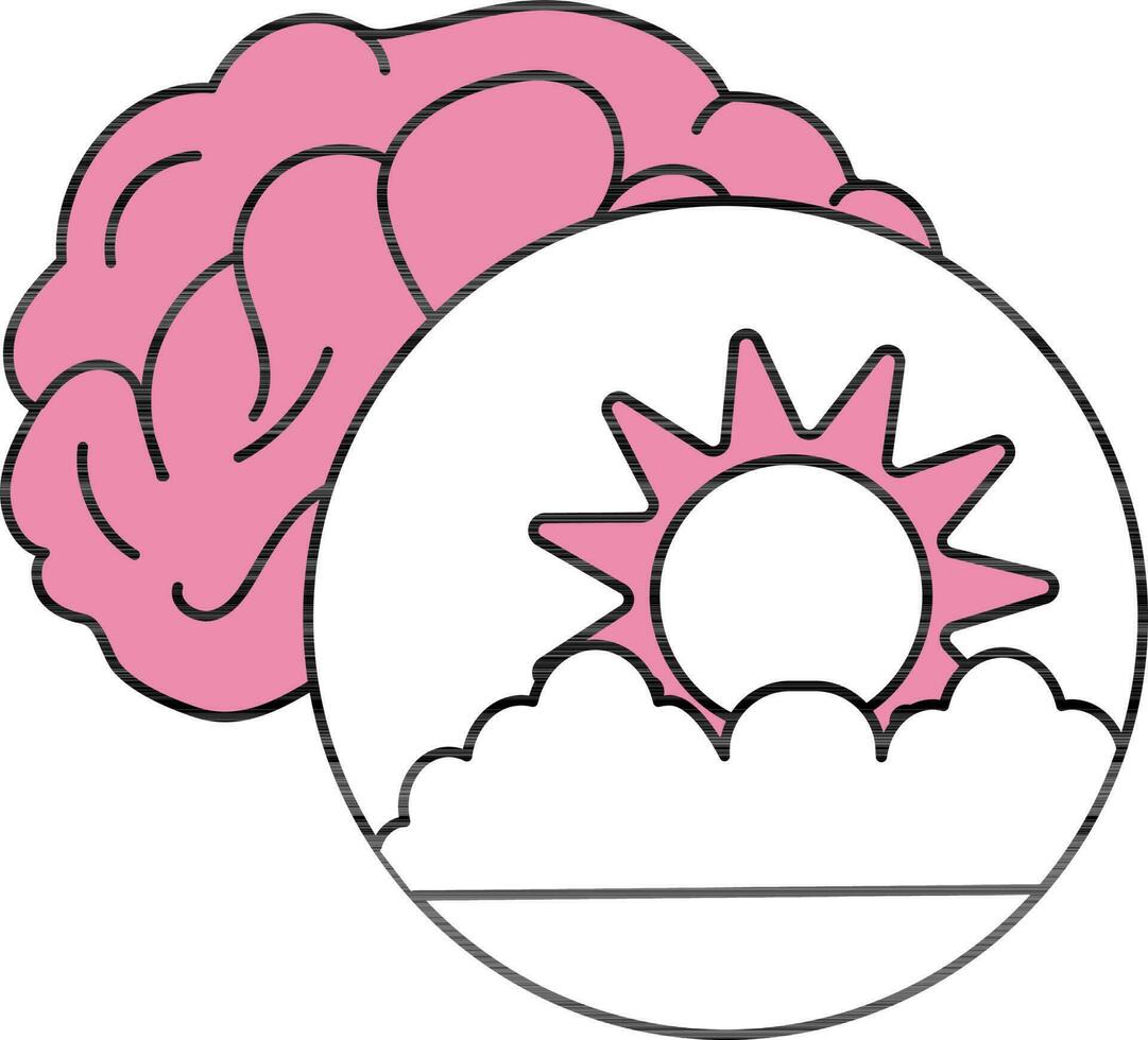 Climate Effect In Brain Pink And White Icon. vector