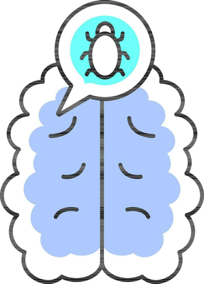 imaginación a error en el cerebro azul y blanco icono. vector