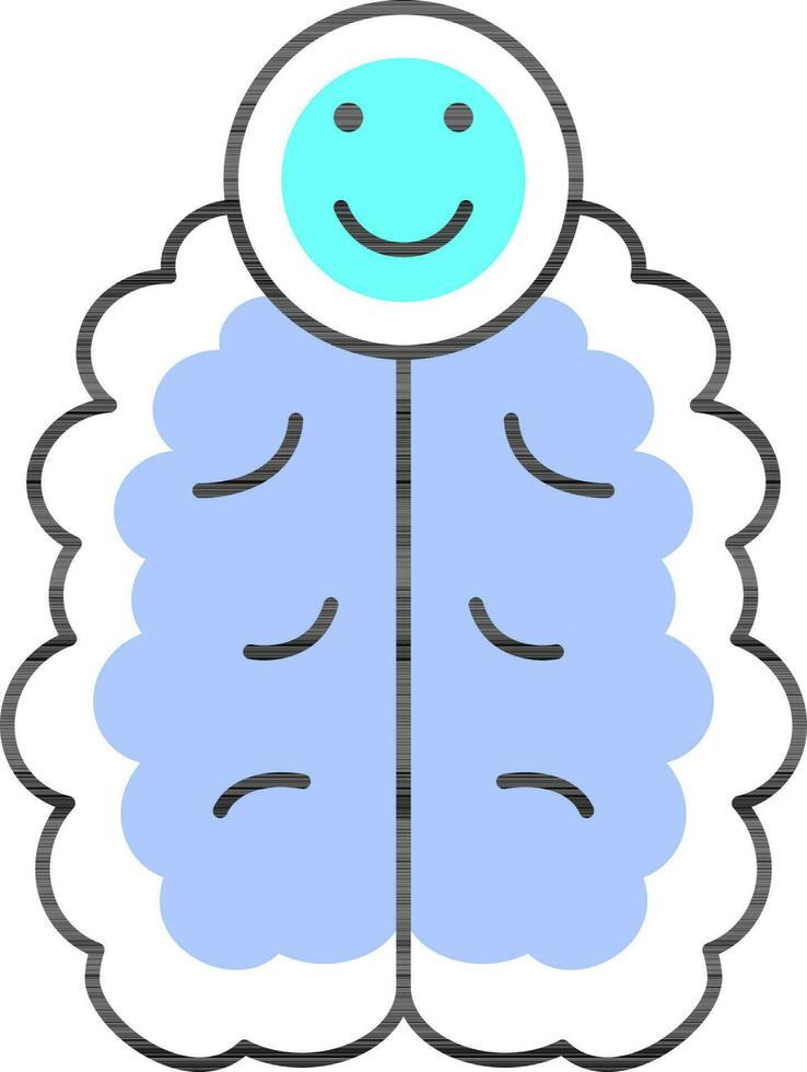 Flat Style Happy Mind Blue Icon. vector