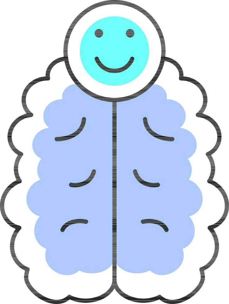 Flat Style Happy Mind Blue Icon. vector