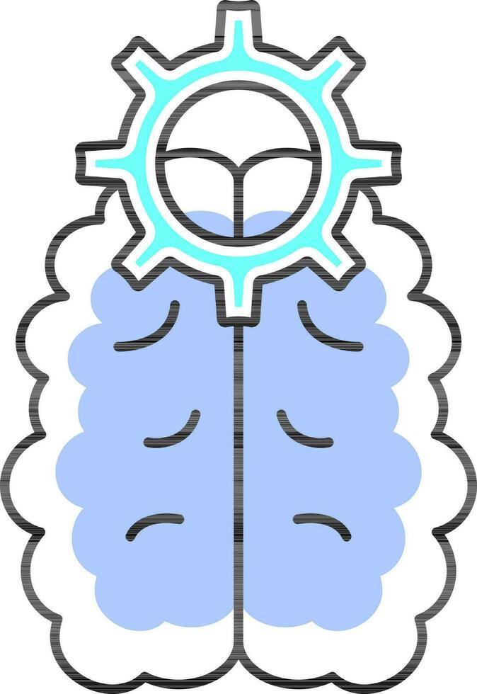 Brain Setting Icon In Blue Color. vector