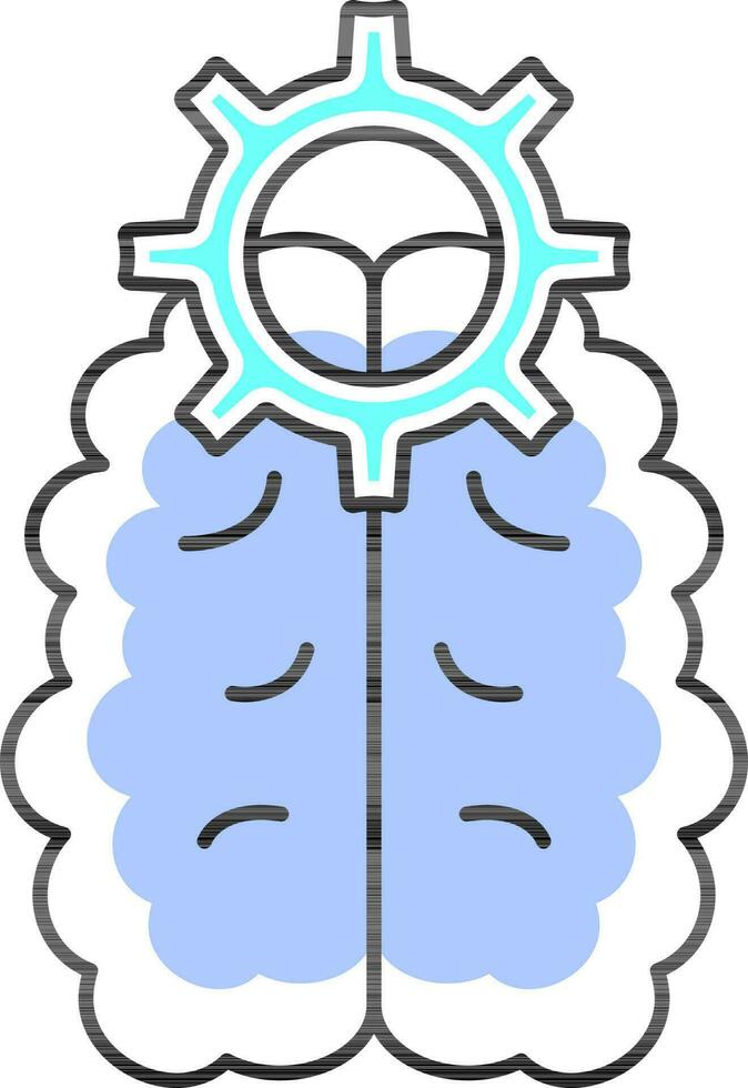 Brain Setting Icon In Blue Color. vector