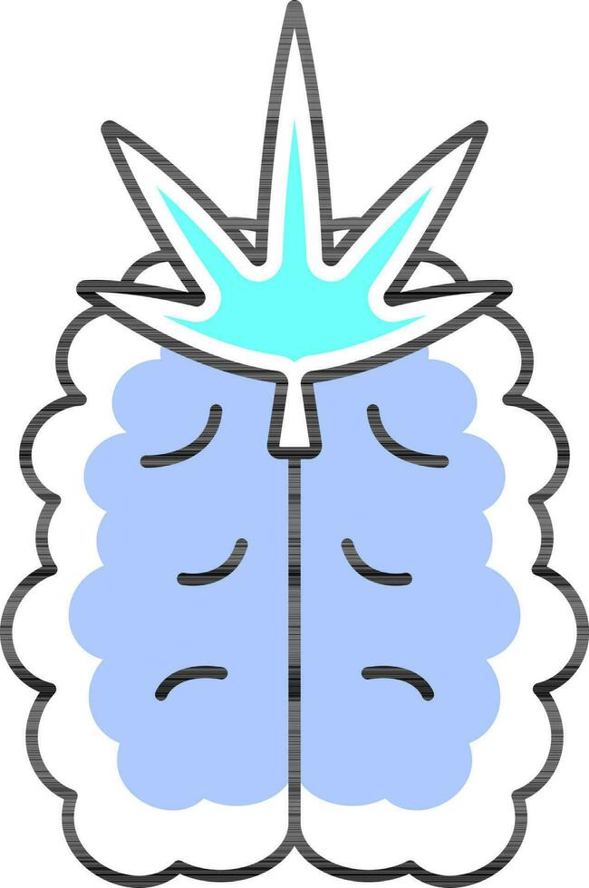 Marijuana Leaf With Brain Icon In Blue Color. vector