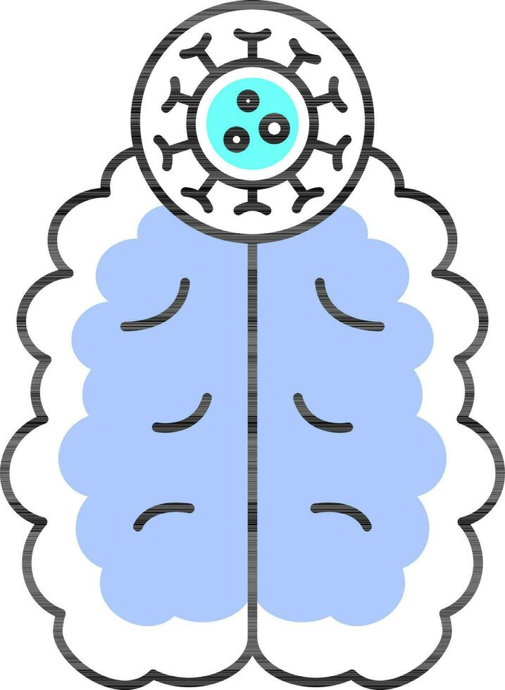 Illustration of Virus In Brain Blue Icon. vector