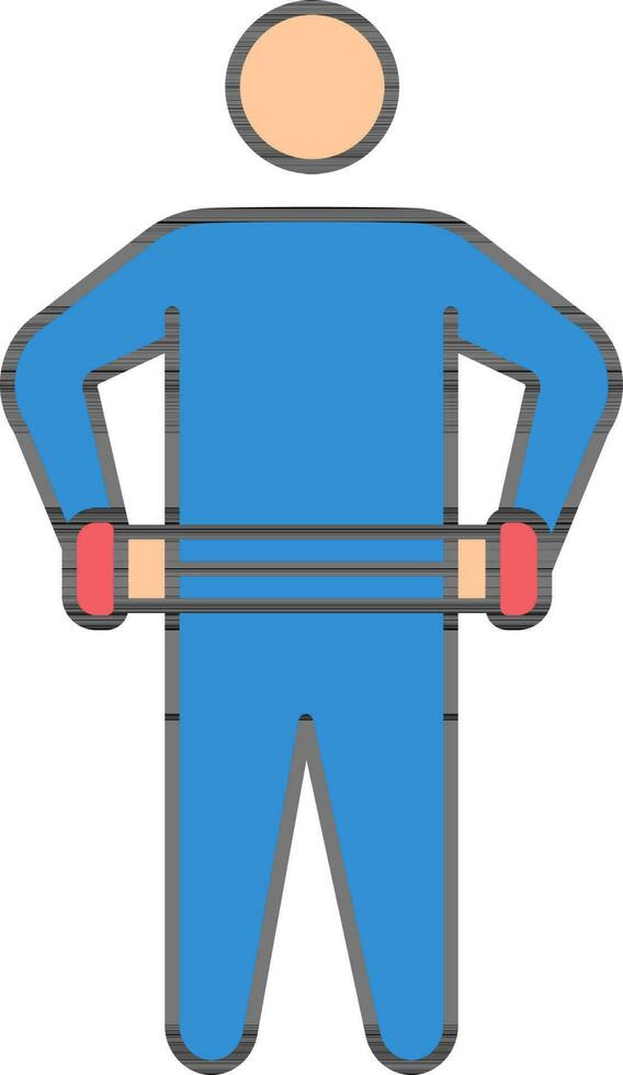 Man Holding Expander Belt Colorful Icon. vector