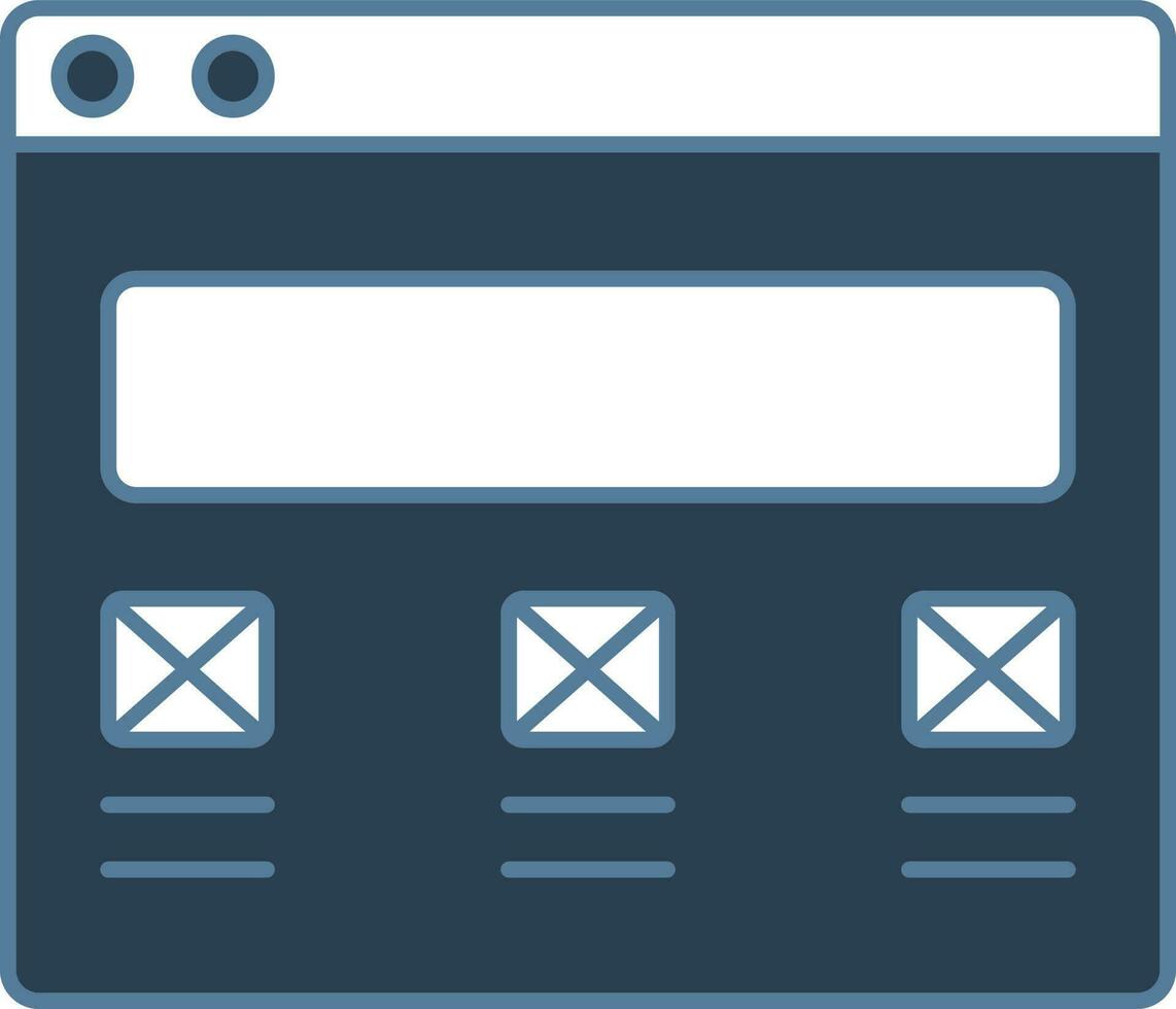 solicitud navegador página icono en azul y blanco color. vector