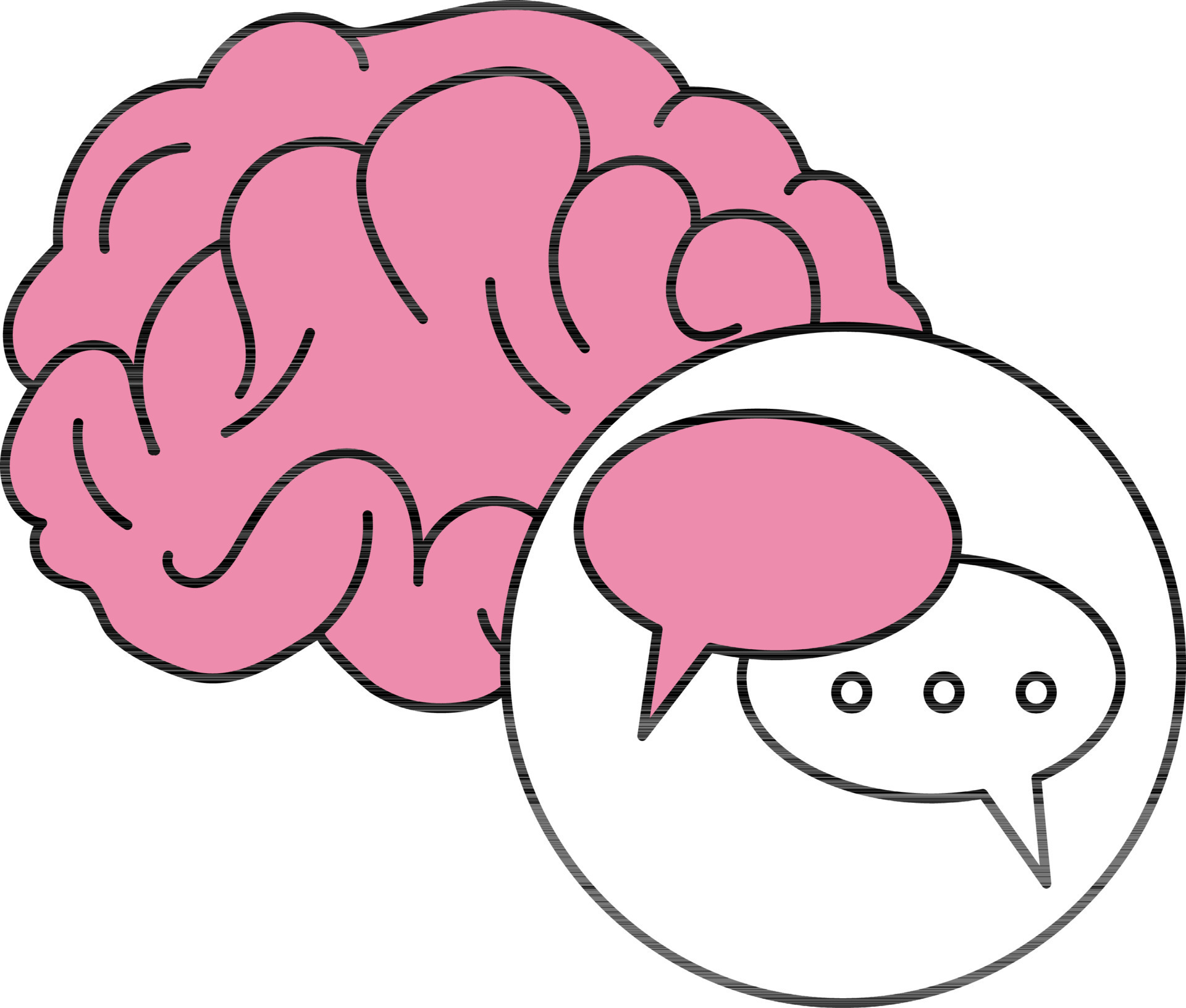 Brain Message Icon In Pink And White Color. 24446080 Vector Art at Vecteezy