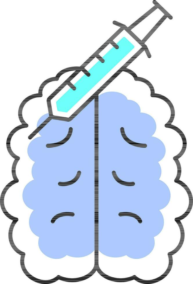Syringe Inject To Brain Blue Icon. vector