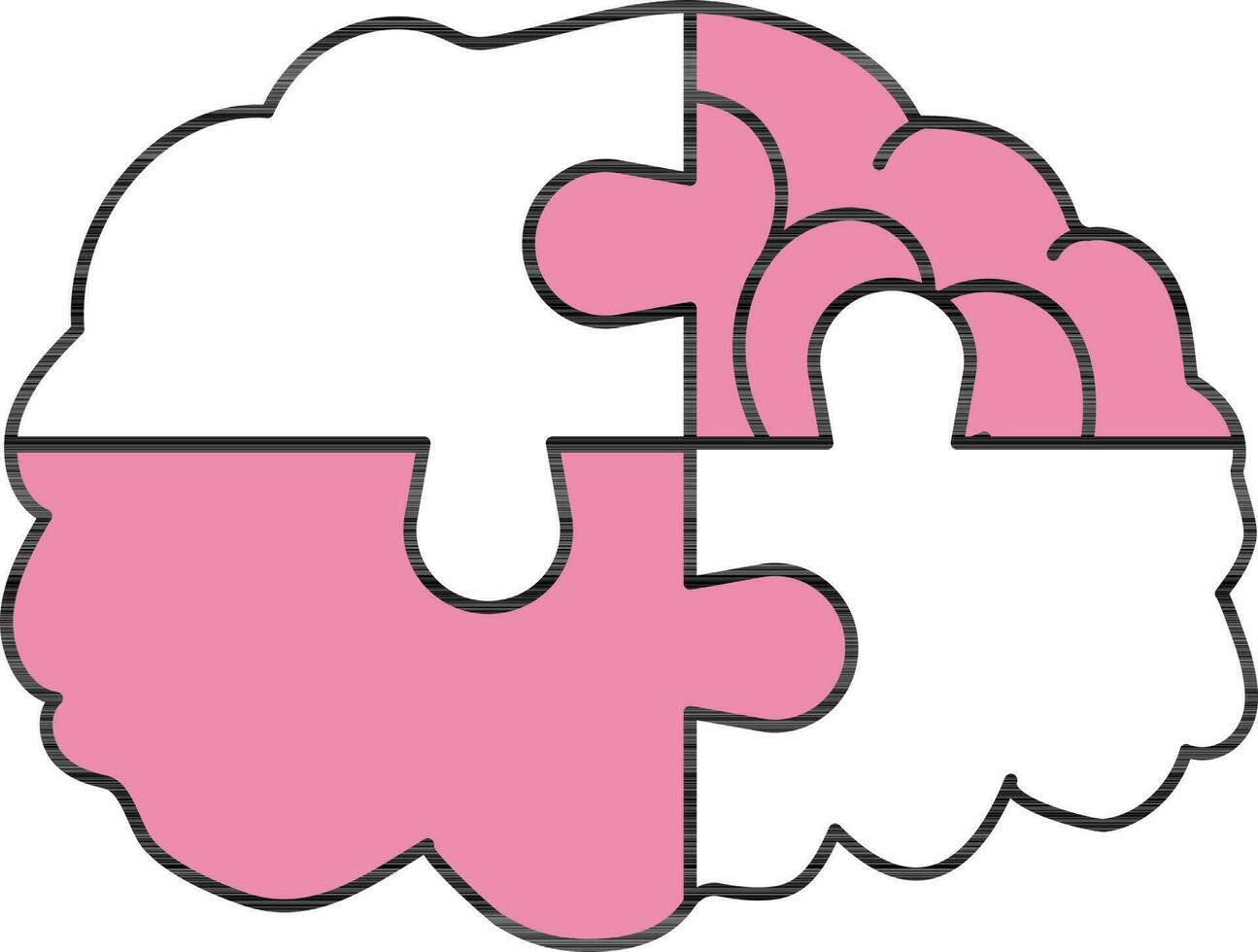 Pink And White Brain Puzzle Icon In Flat Style. vector