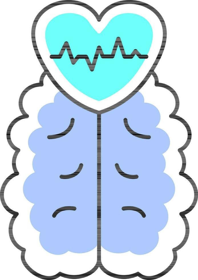 Heartbeat Connection To Mind Blue Icon. vector