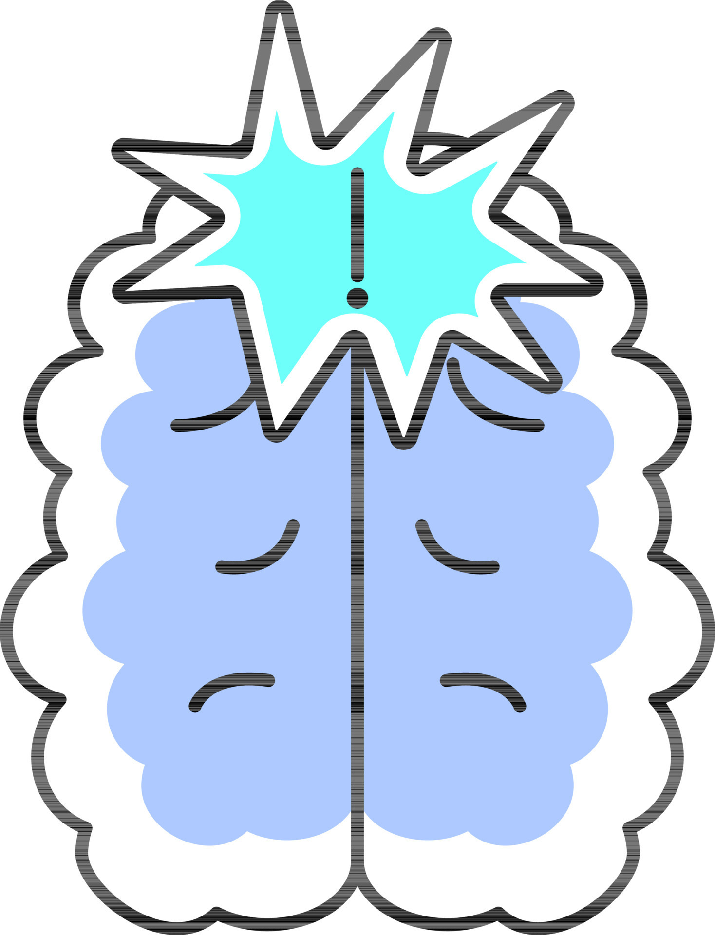 Warning to Brain Explosion Blue Icon In Flat Style. 24446090 Vector Art ...