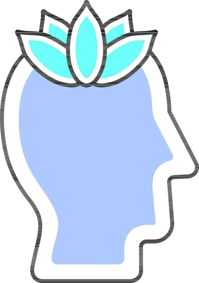 azul meditación a mente icono plano estilo. vector