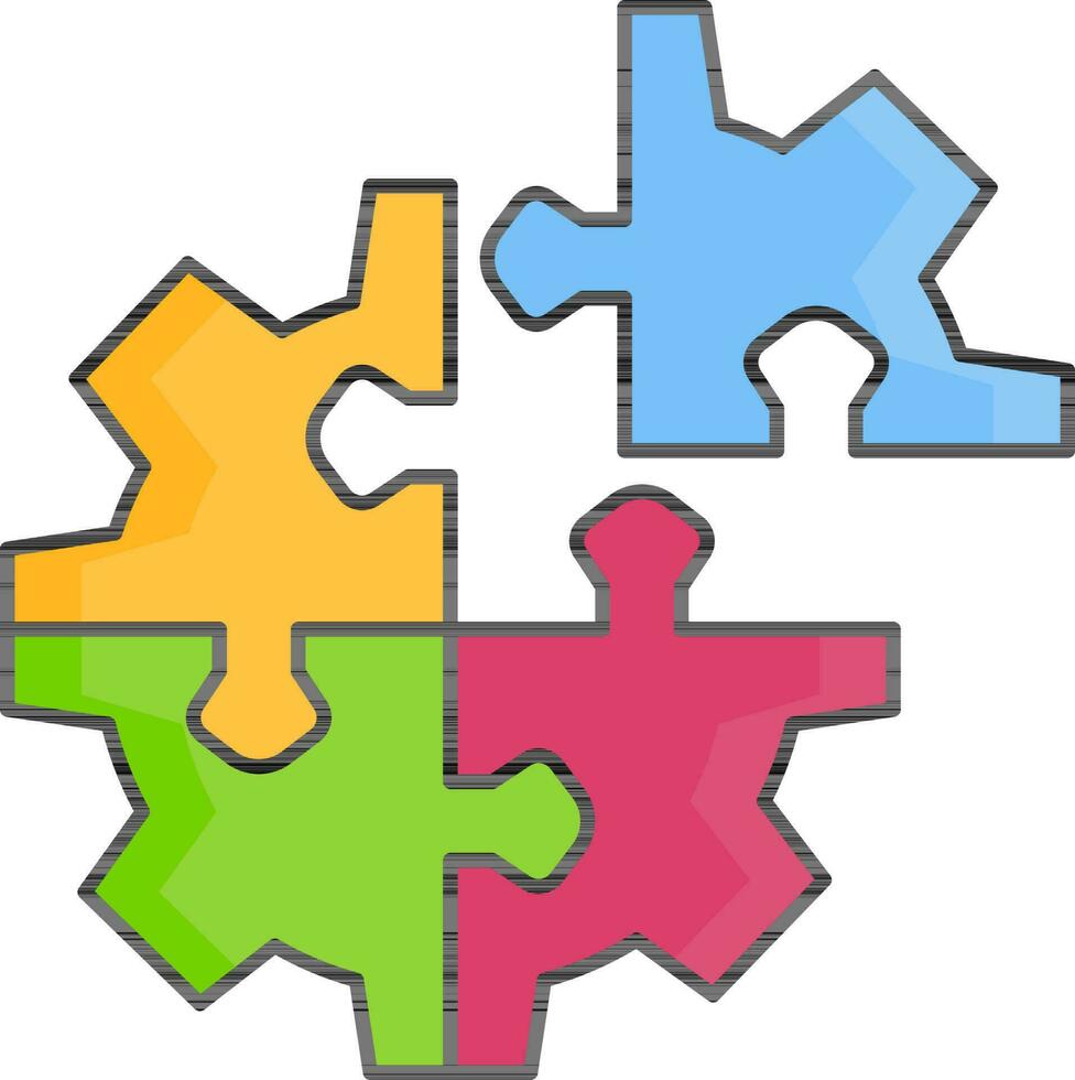 Illustration of Gear Shaped Puzzle Icon in Flat Style. vector