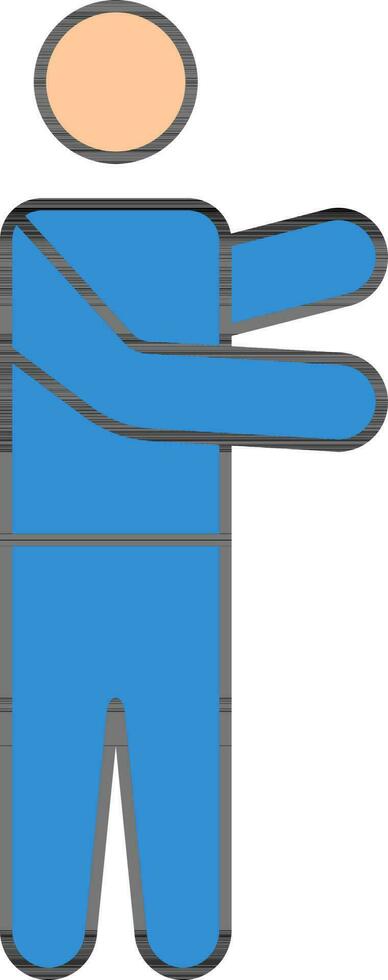 azul y melocotón hombre lado extensión con mano moverse izquierda o Derecha icono. vector