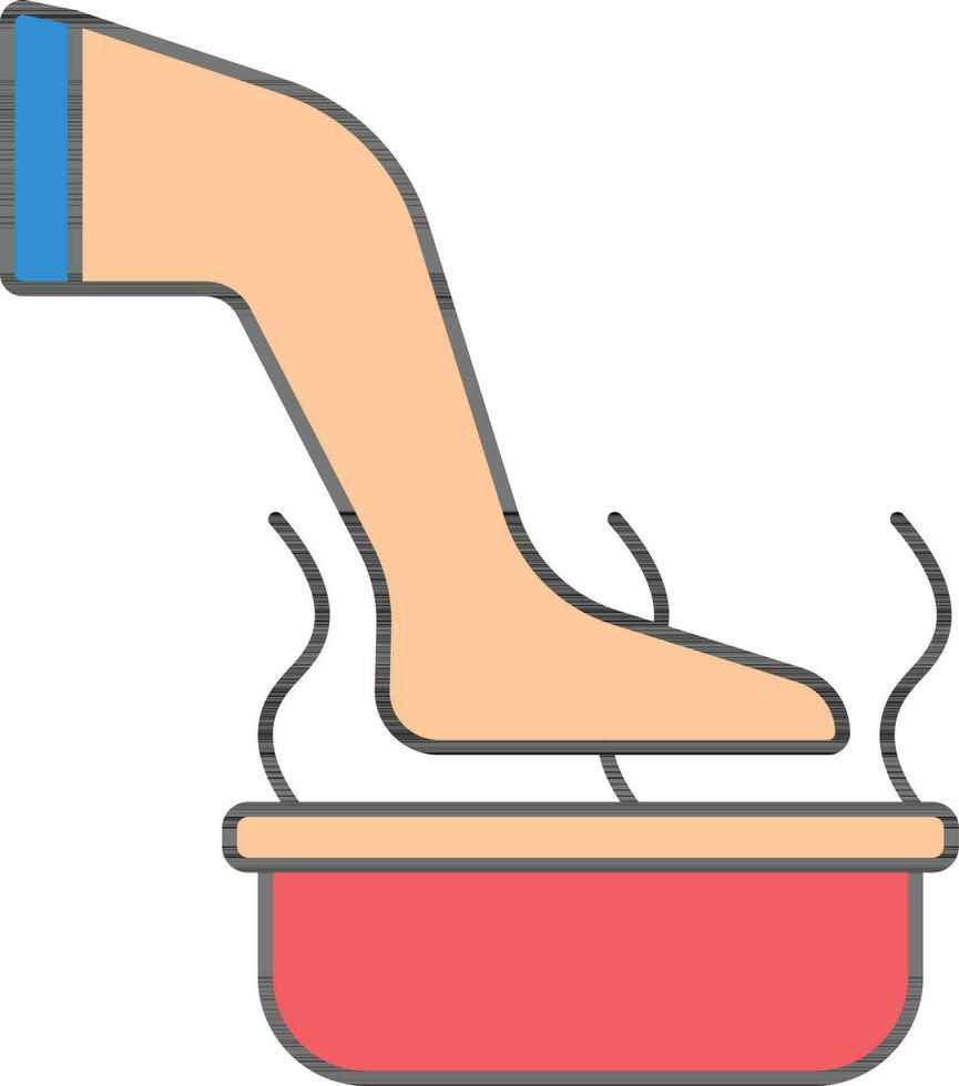 Foot Soak In Hot Bowl Colorful Icon. vector