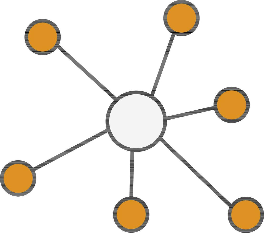 Yellow And White Molecule Icon In Flat Style. vector