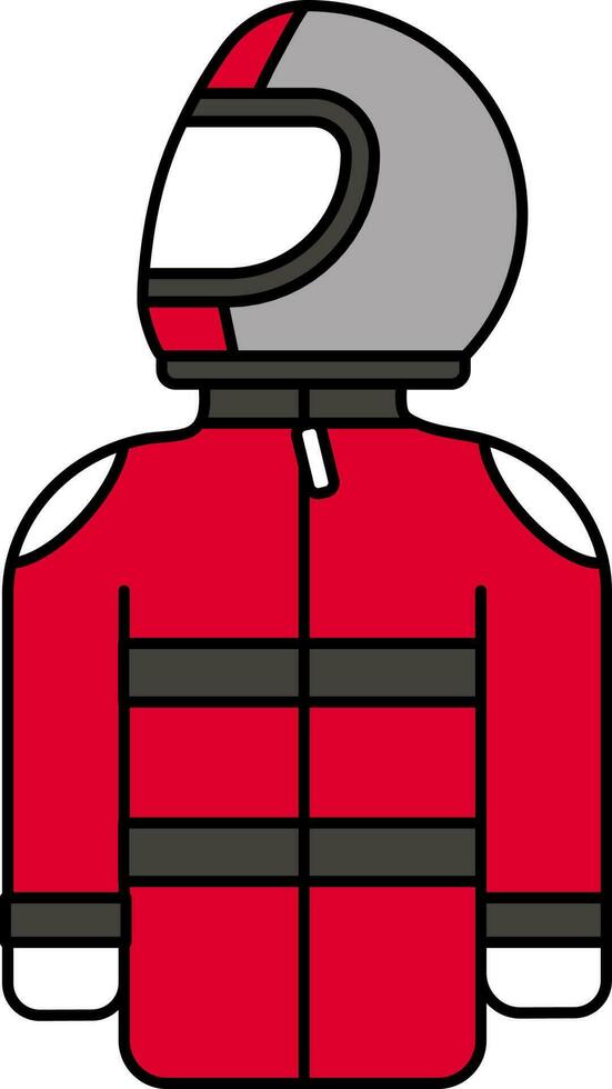 Red And Gray Race Driver Costume Icon. vector