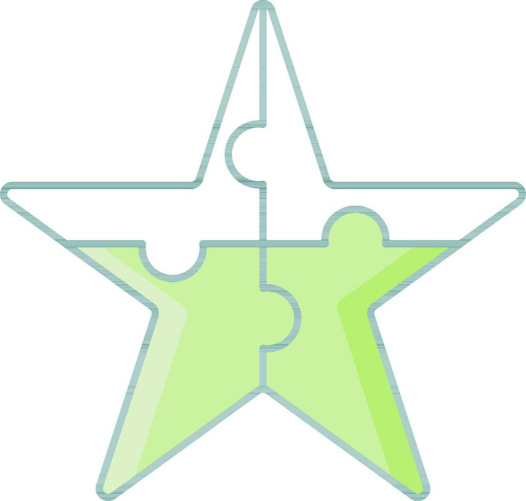 verde y blanco color estrella conformado rompecabezas icono en plano estilo. vector