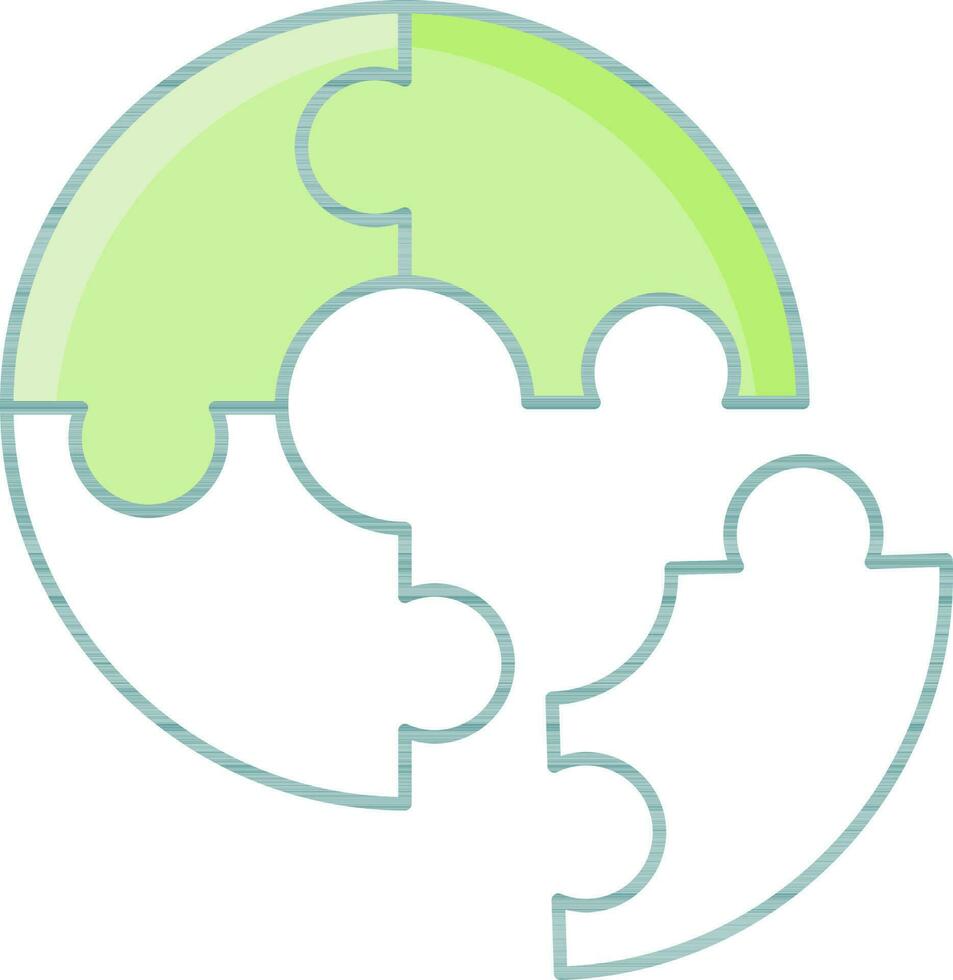 Vector Illustration of Circle Puzzle Icon in Green And White Color.