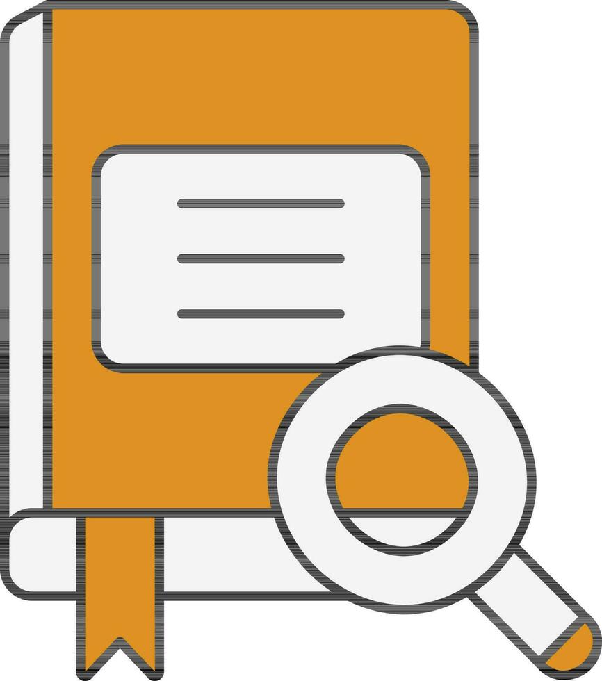 Flat Style Book Search Yellow And White Icon. vector