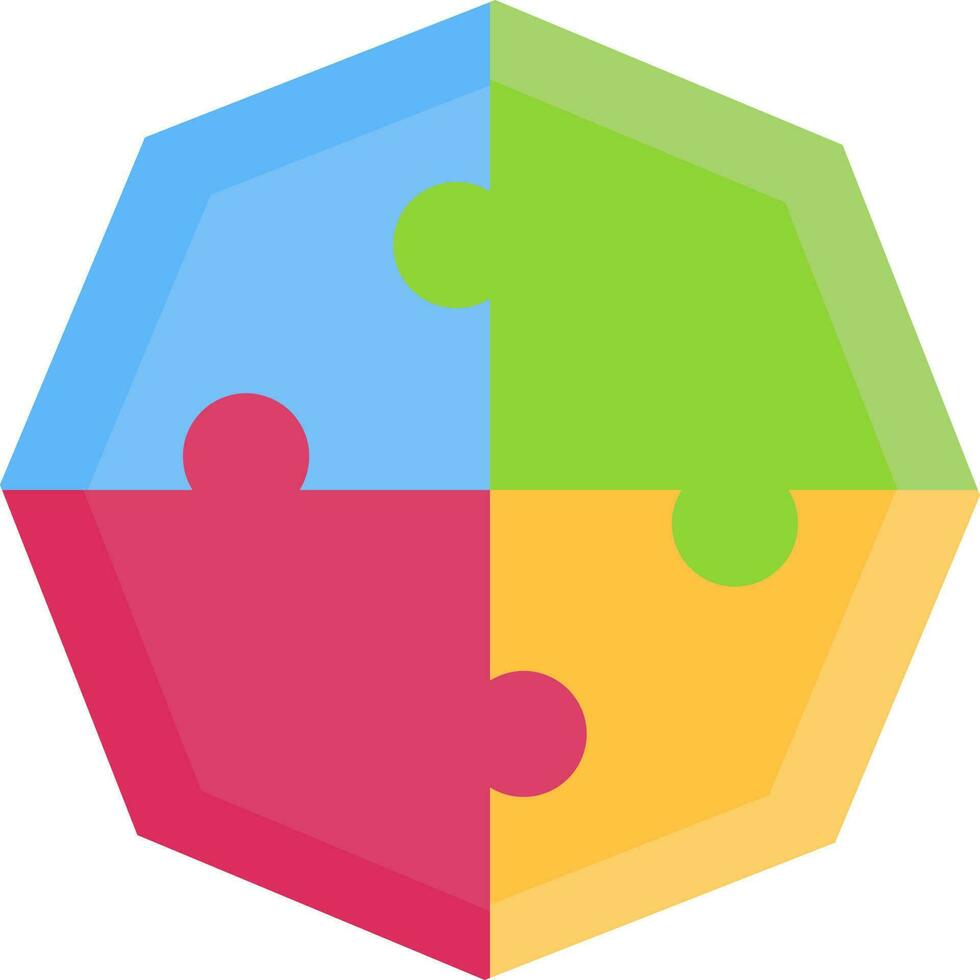 Octagon Shape Puzzle Icon in Colorful Flat Style. vector
