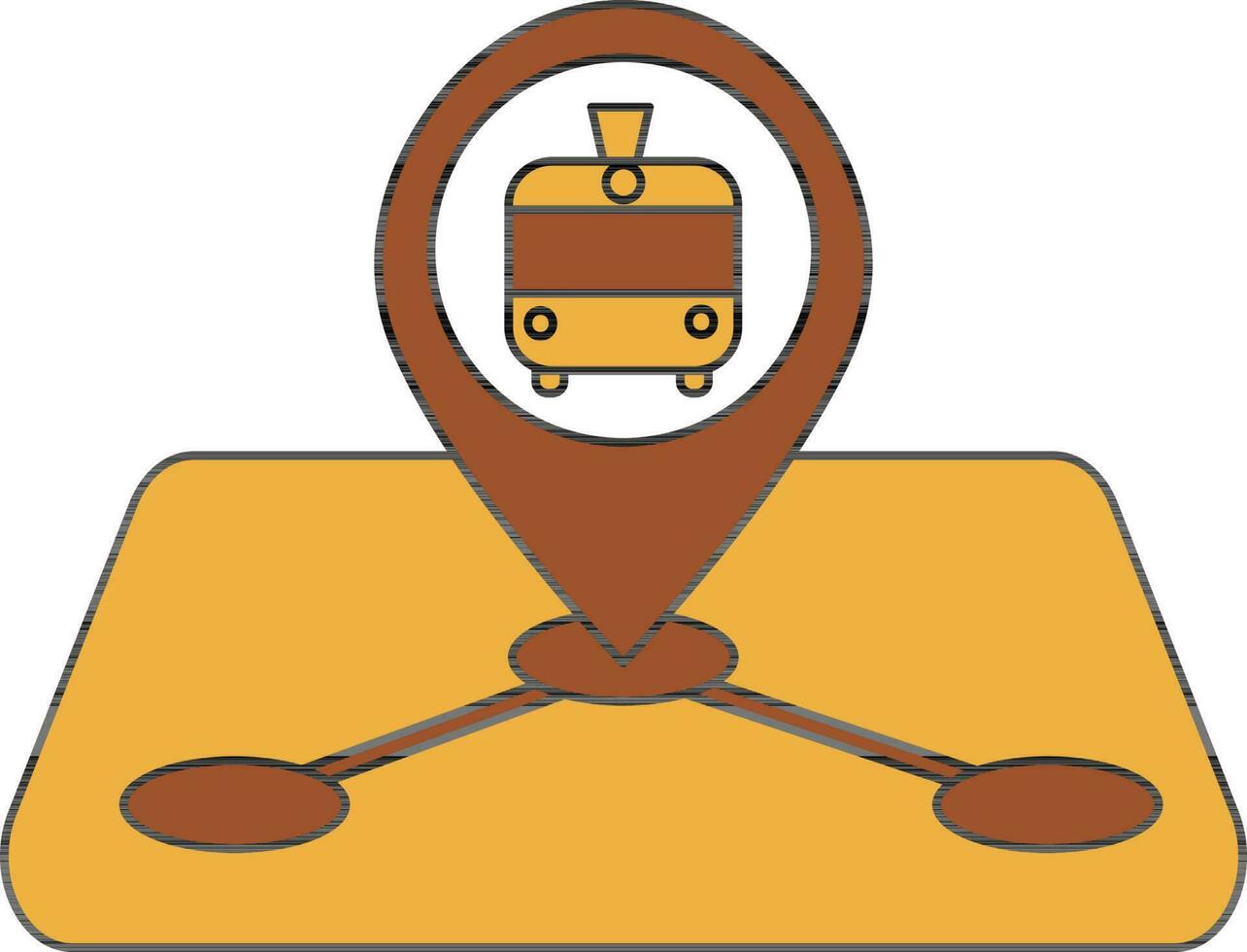 Train Route Location Icon In Brown And Yellow Color. vector