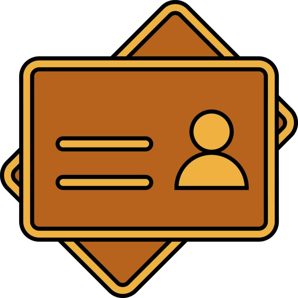 carné de identidad tarjeta icono en marrón y amarillo color. vector