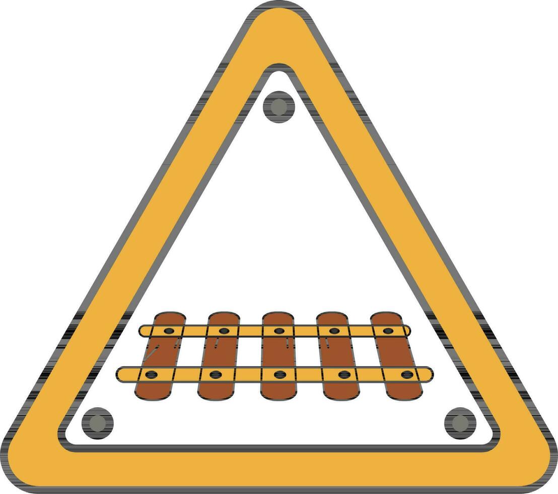 Crossing Railroad Barrier Icon In Brown And Yellow Color. vector