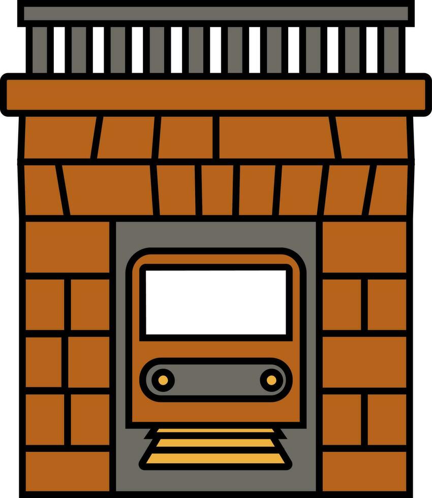 vistoso tren en un túnel icono. vector