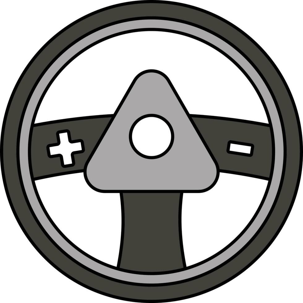 Illustration Of Steering Wheel Icon In Gray And White Color. vector