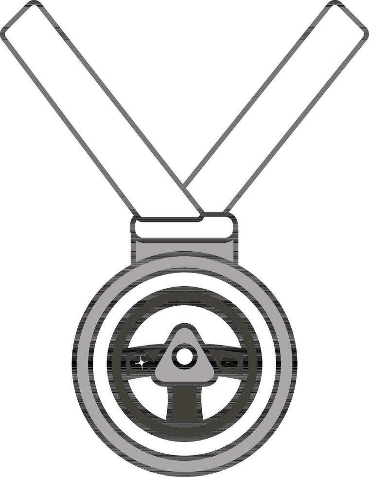ilustración de carreras medalla icono en gris y blanco color. vector