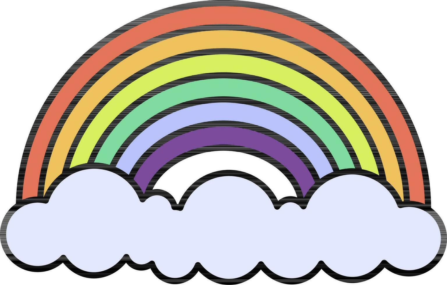 Rainbow And Clouds Icon In Flat Style. vector