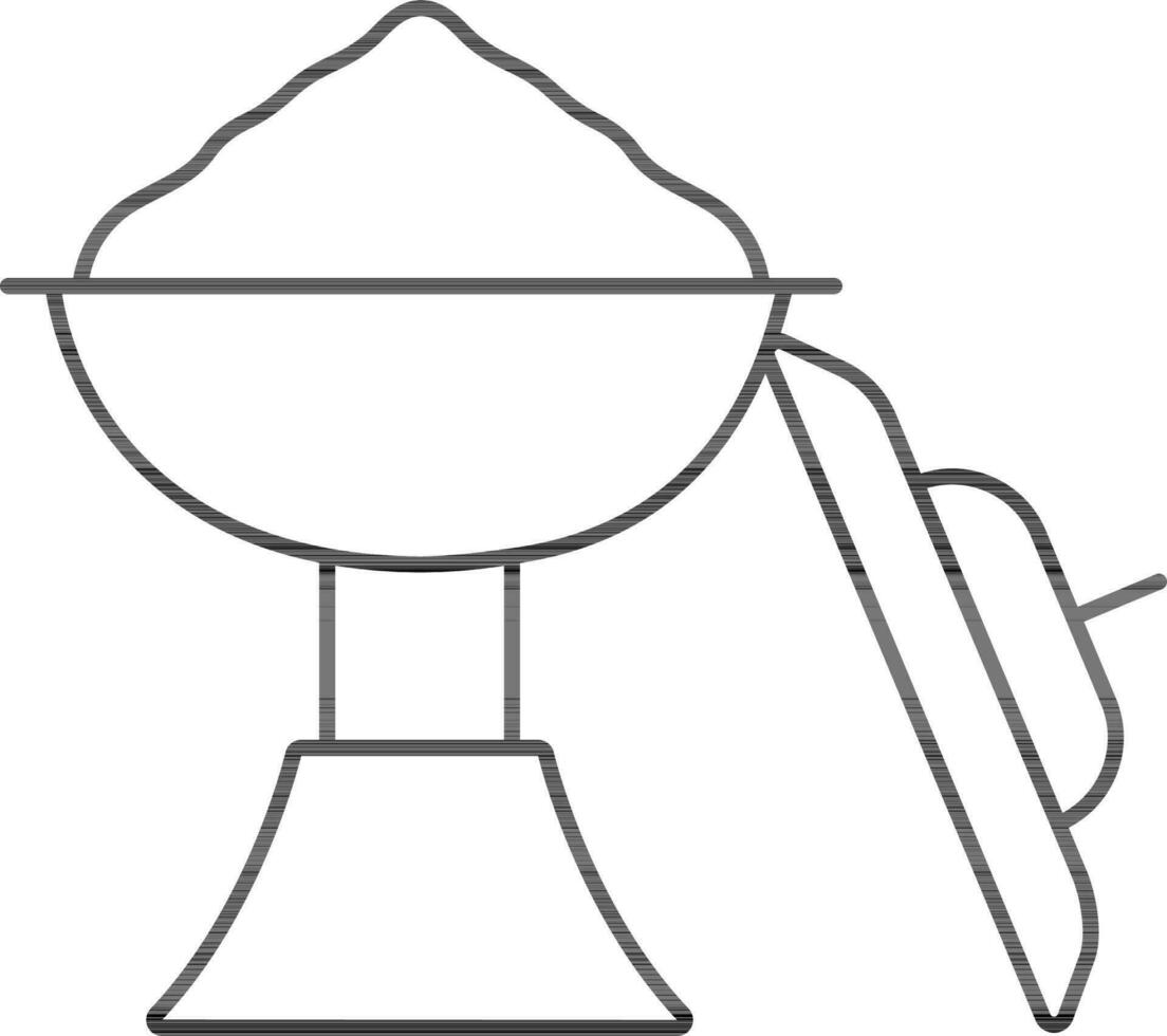 Kumkuma Or Powder Pot Icon In Black Line Art. vector