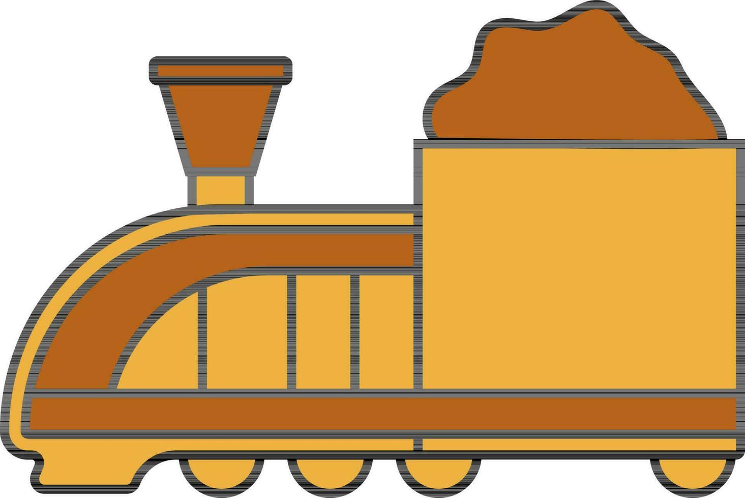 Freight Train Icon In Brown And Yellow Color. vector