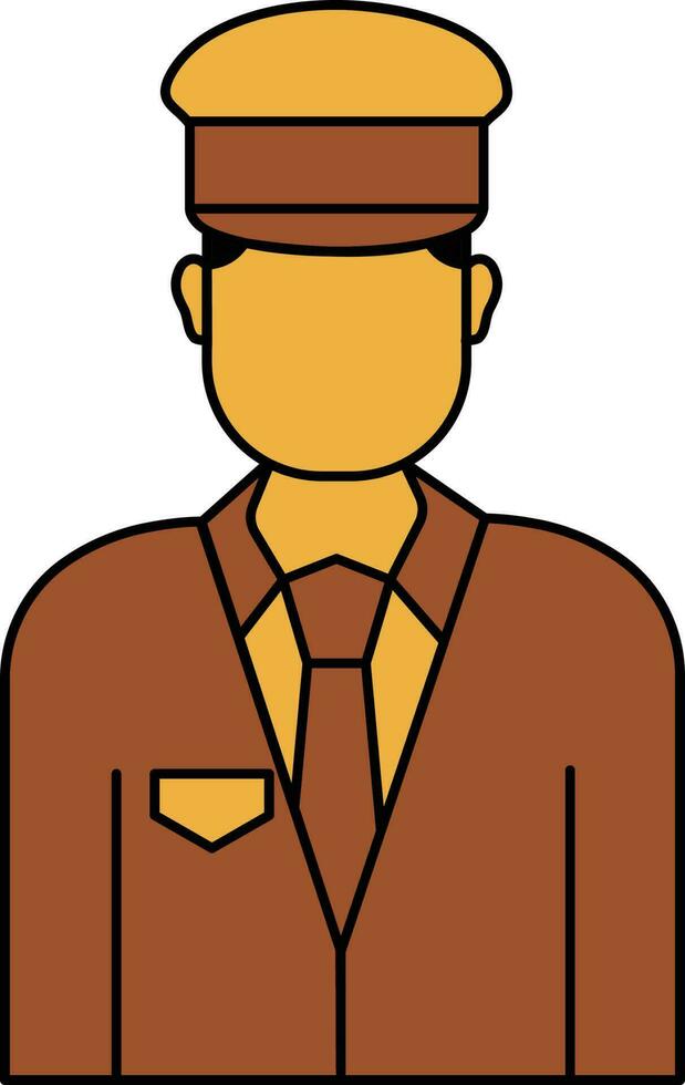 Train Driver Icon In Brown And Yellow Color. vector