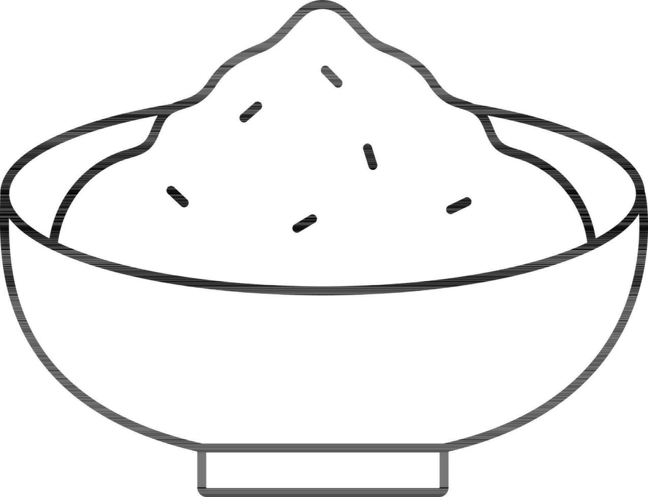 Rice Bowl Icon In Line Art. vector