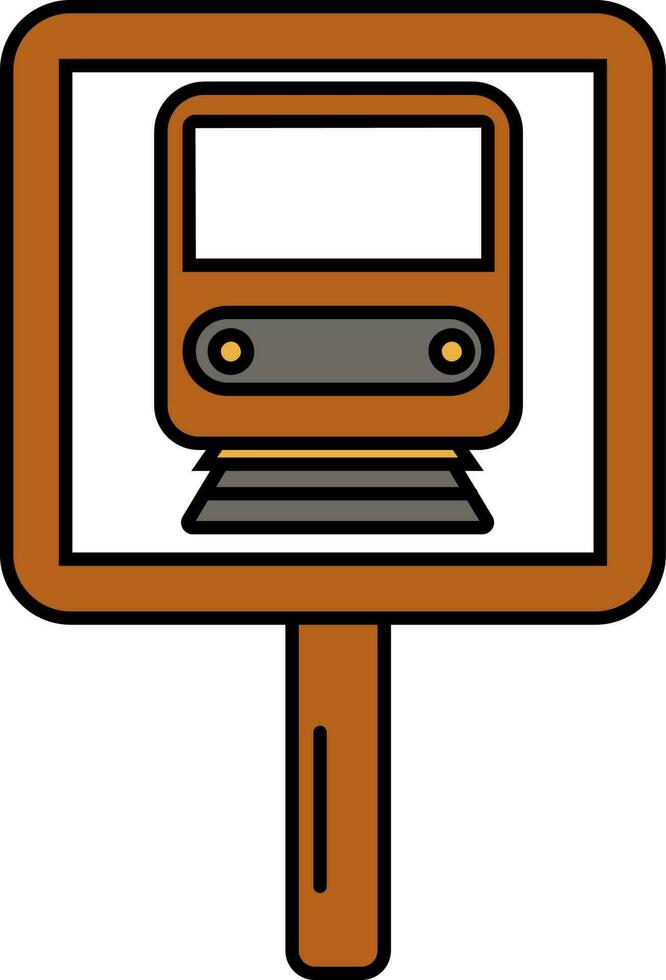 Colorful Train Sign Board Icon. vector