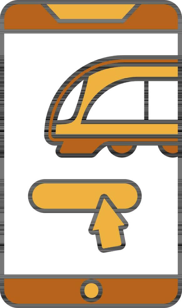 Colorful Search Train Website In Smartphone Icon. vector