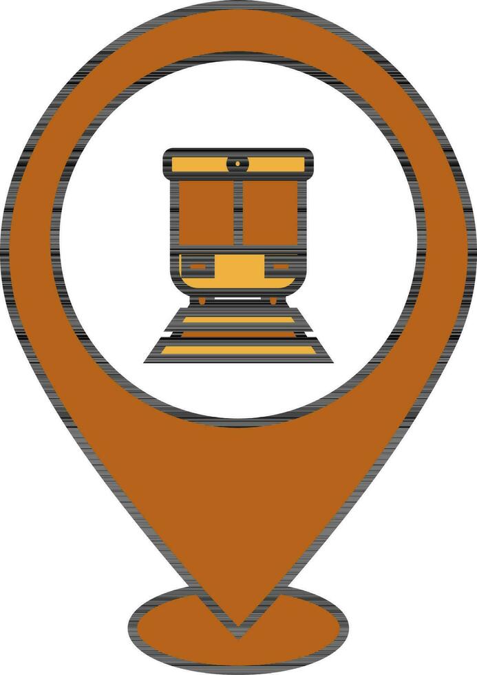 Colorful Train In Map Pointer Icon. vector