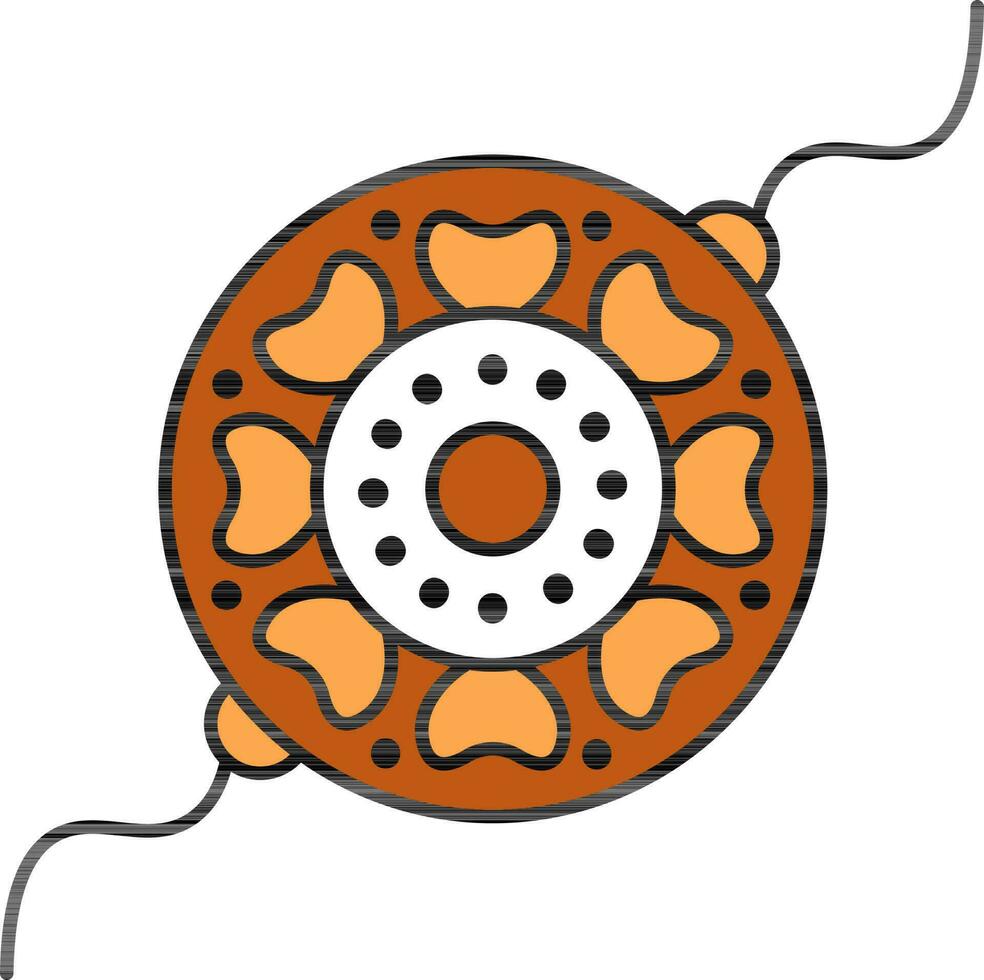 marrón y blanco floral rakhi icono en plano estilo. vector