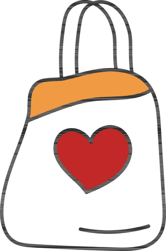 Flat Style Carry Bag Icon In White And Orange Color. vector