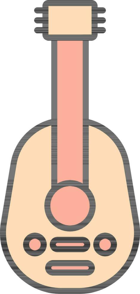 Lute Icon In Red And Orange Color. vector