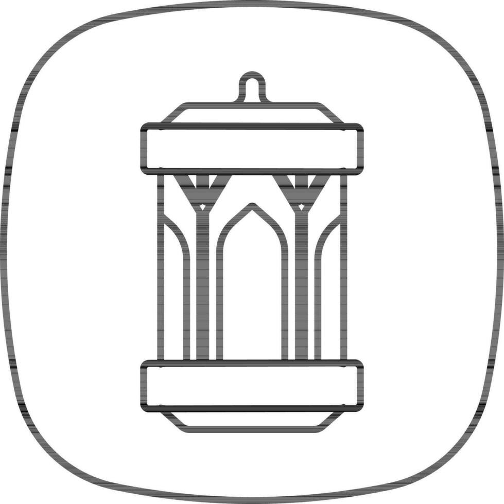 Black Outline Arabic Lantern Icon On White Back Ground. vector