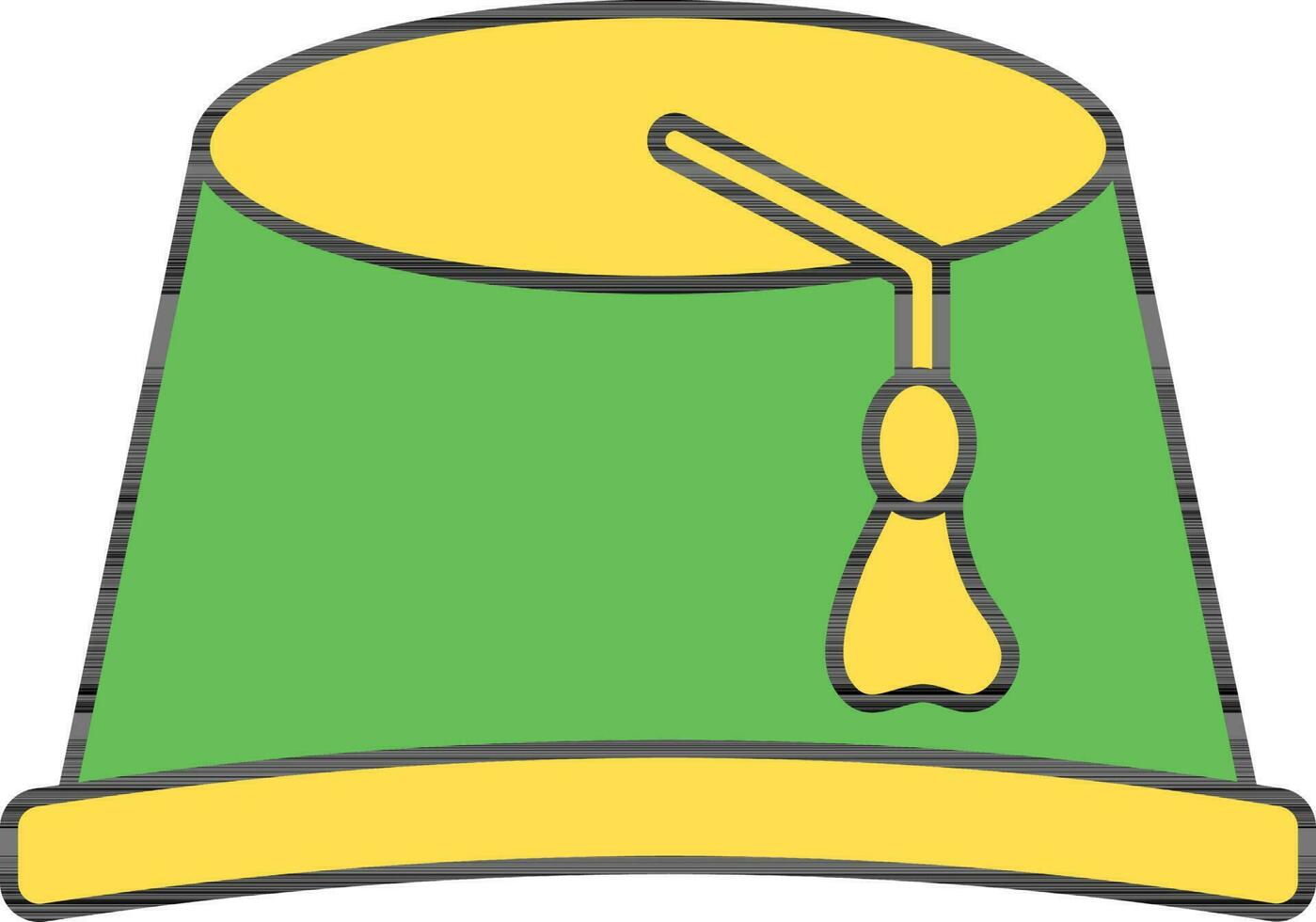 Illustration Of Fez Icon In Green And Yellow Color. vector