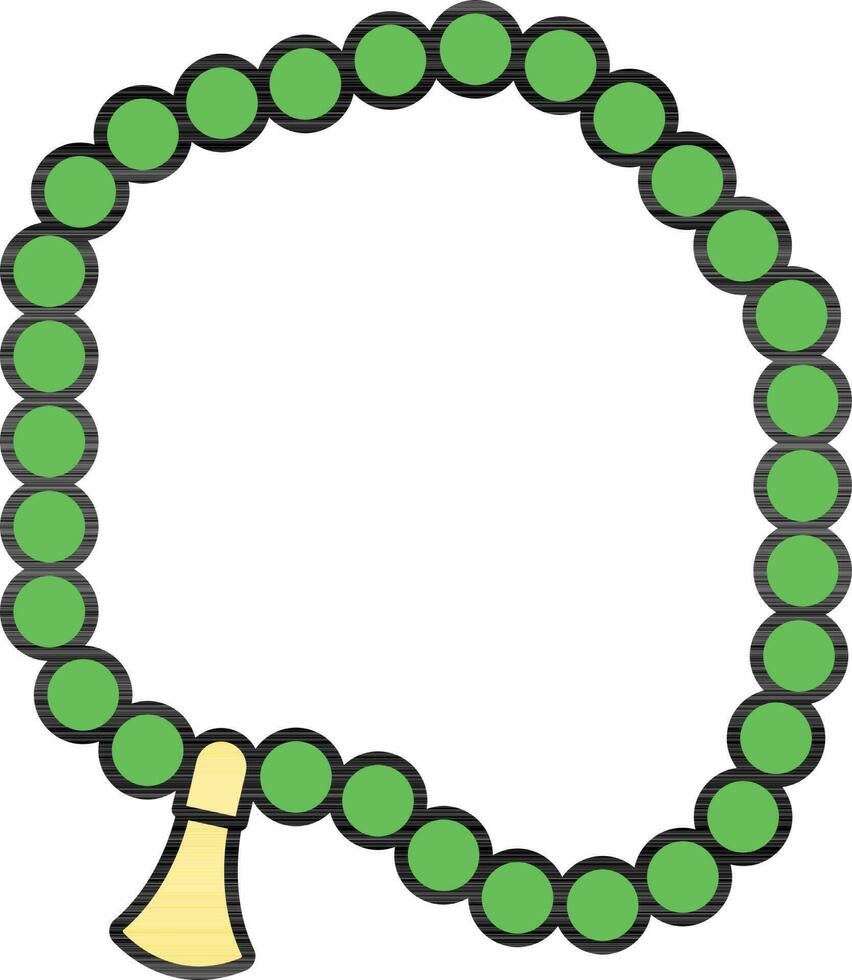 Isolated Tasbih Icon In Green And Yellow Color. vector