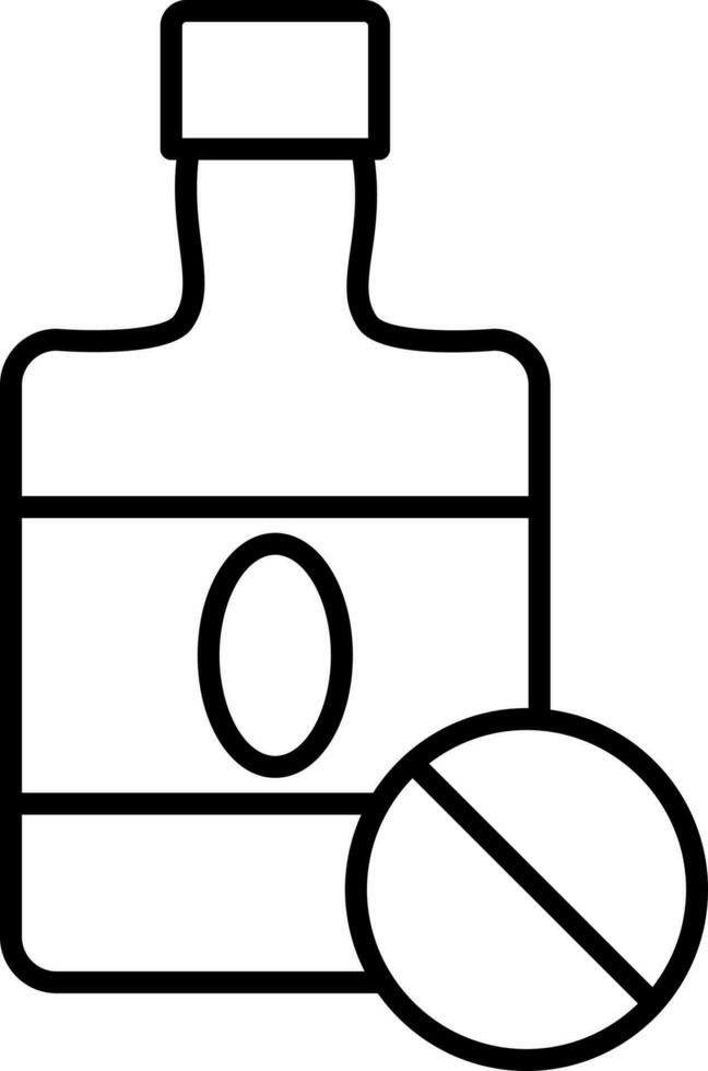 No Drink Icon In Thin Line Art. vector