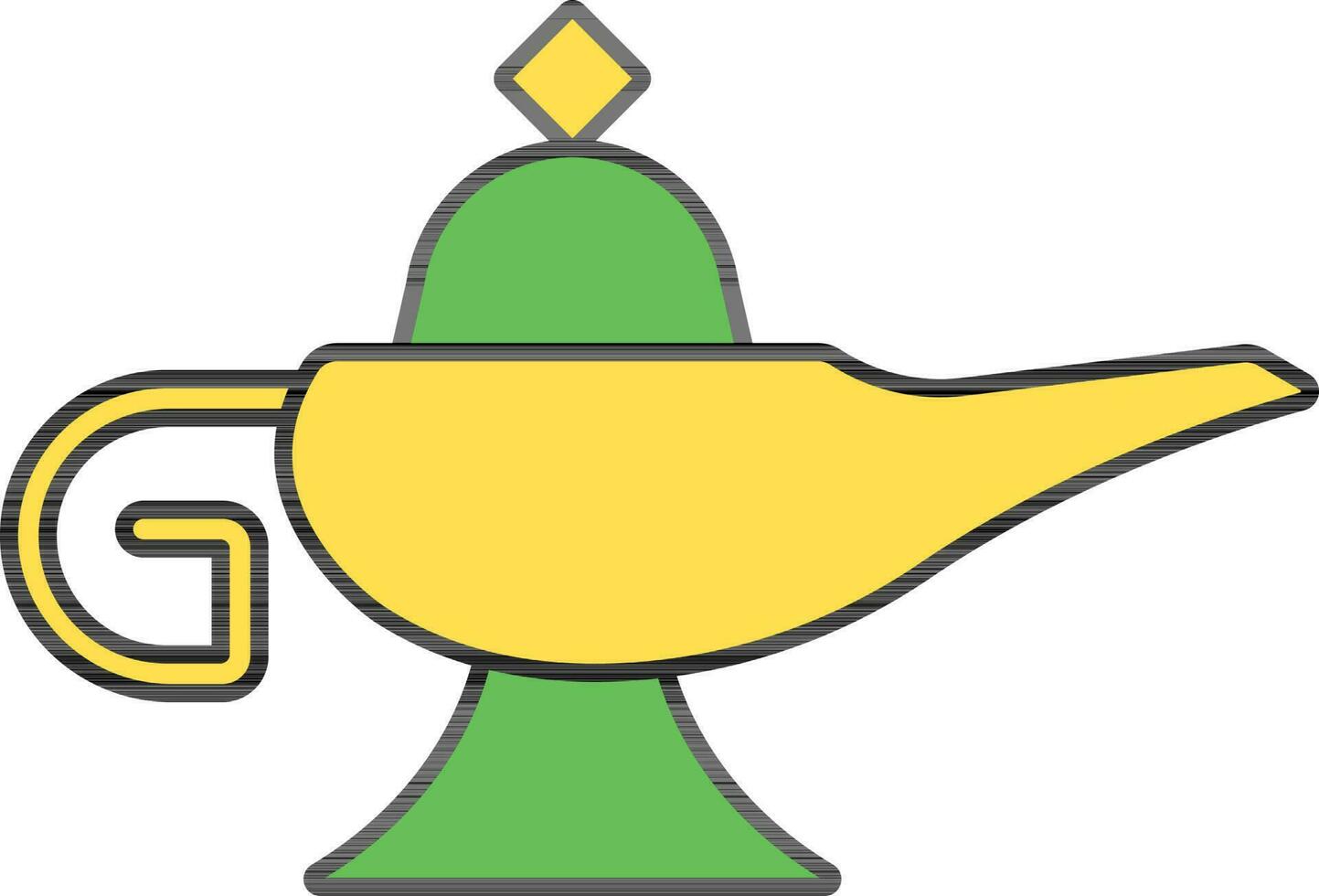 verde y amarillo Arábica petróleo lámpara icono o símbolo. vector