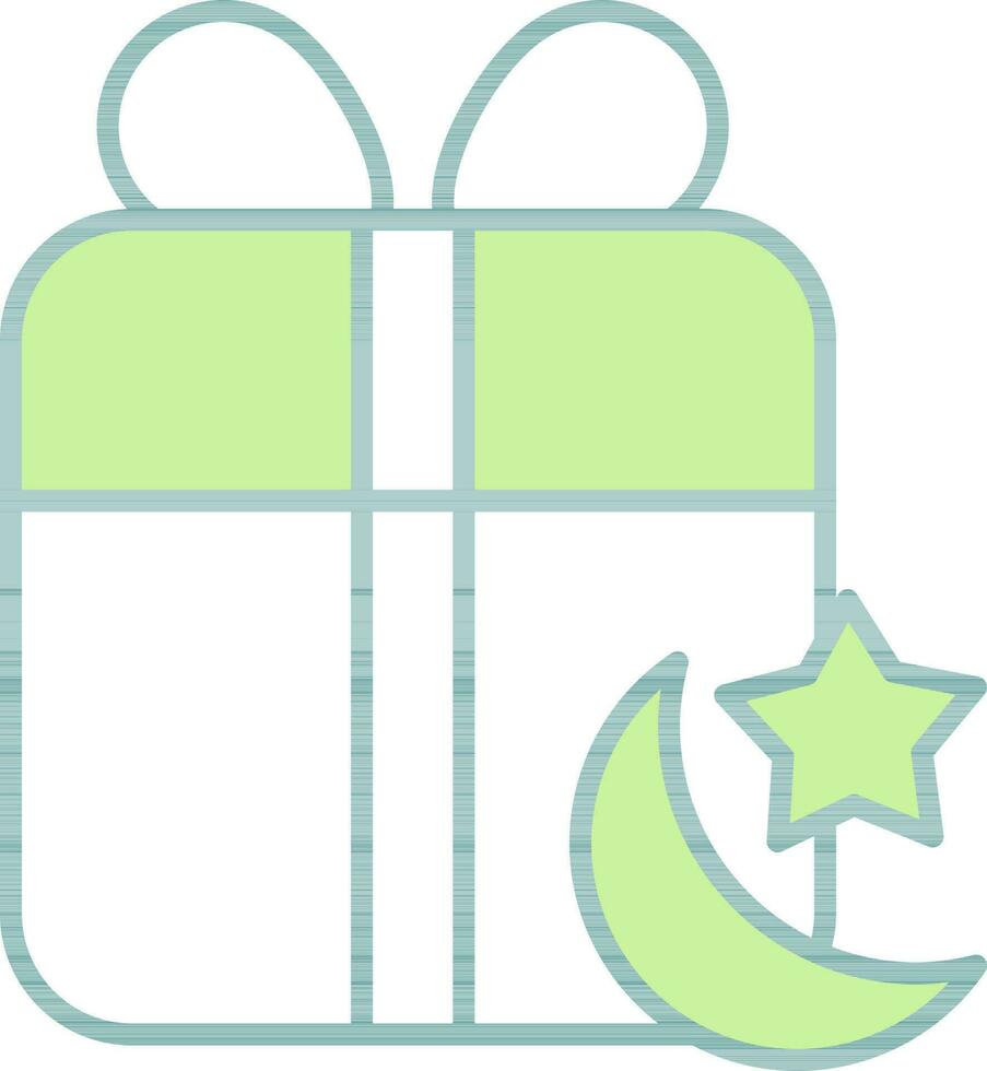 Gift Box Icon In Green And White Color. vector